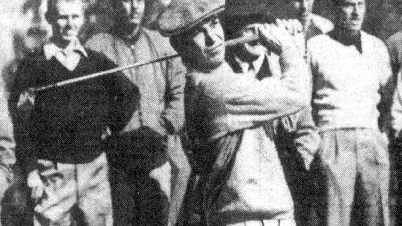 Ben Hogan finishing a drive in 1950